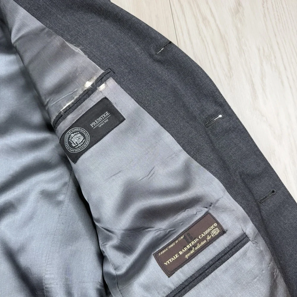 J. Press Presstige Blazer Jacket 3 Button Vitale Barberis Canonico Gray Size 40R